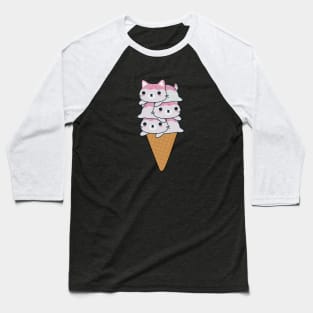 Cute Cat Ice Cream Cone T-Shirt Baseball T-Shirt